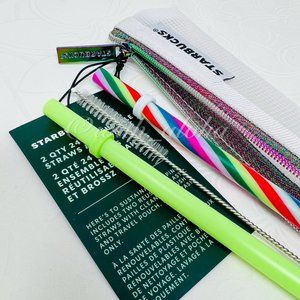 🌹SALE🌹NEW Starbucks 2 Reusable 24oz Straws & Brush SET